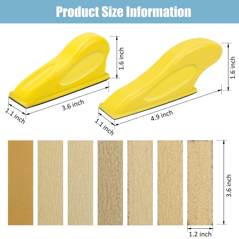 Windspeed 2+70 Pcs Mini Detail Sander, Finger Sanders for Wood Micro Sander for Detail Work Finger Sander for Crafts Small Projects, Include 40 60 80 120 150 220 400 Grit Sandpaper - Image 2
